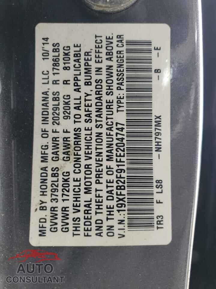 HONDA CIVIC 2015 - 19XFB2F91FE204747