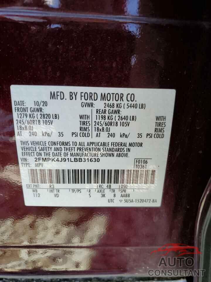 FORD EDGE 2020 - 2FMPK4J91LBB31630