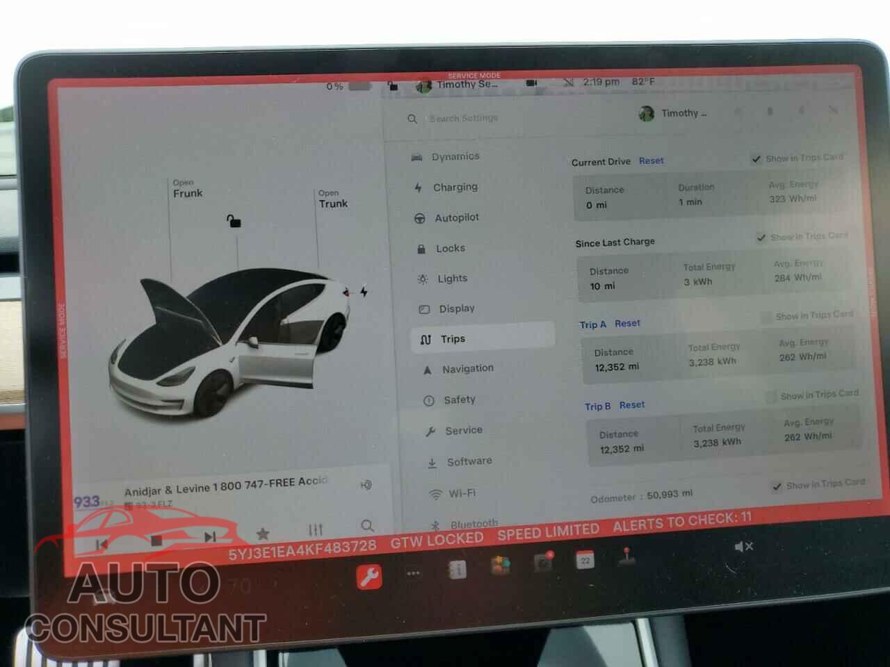 TESLA MODEL 3 2019 - 5YJ3E1EA4KF483728