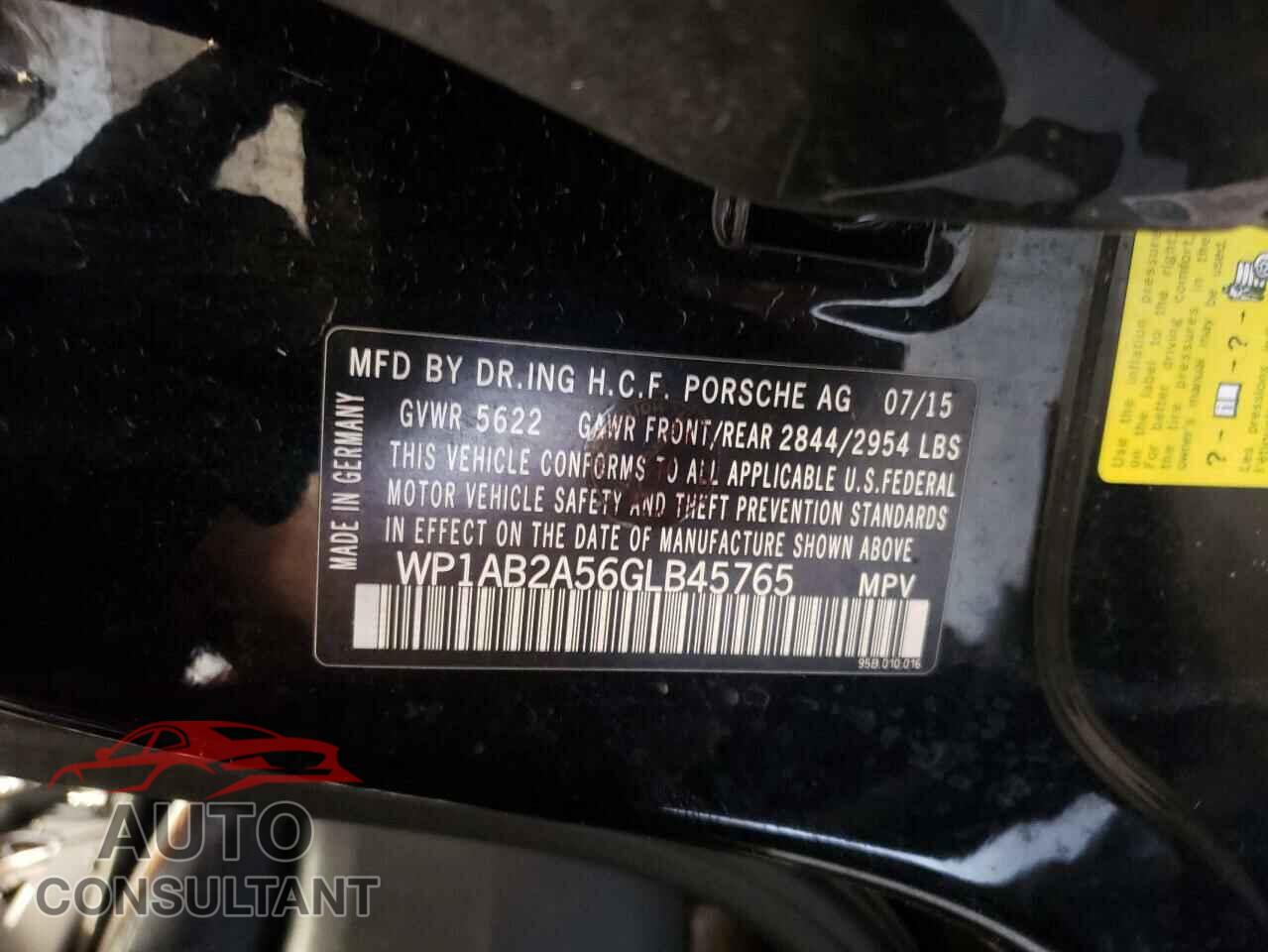 PORSCHE MACAN 2016 - WP1AB2A56GLB45765