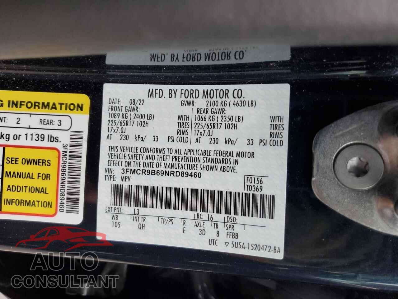 FORD BRONCO 2022 - 3FMCR9B69NRD89460
