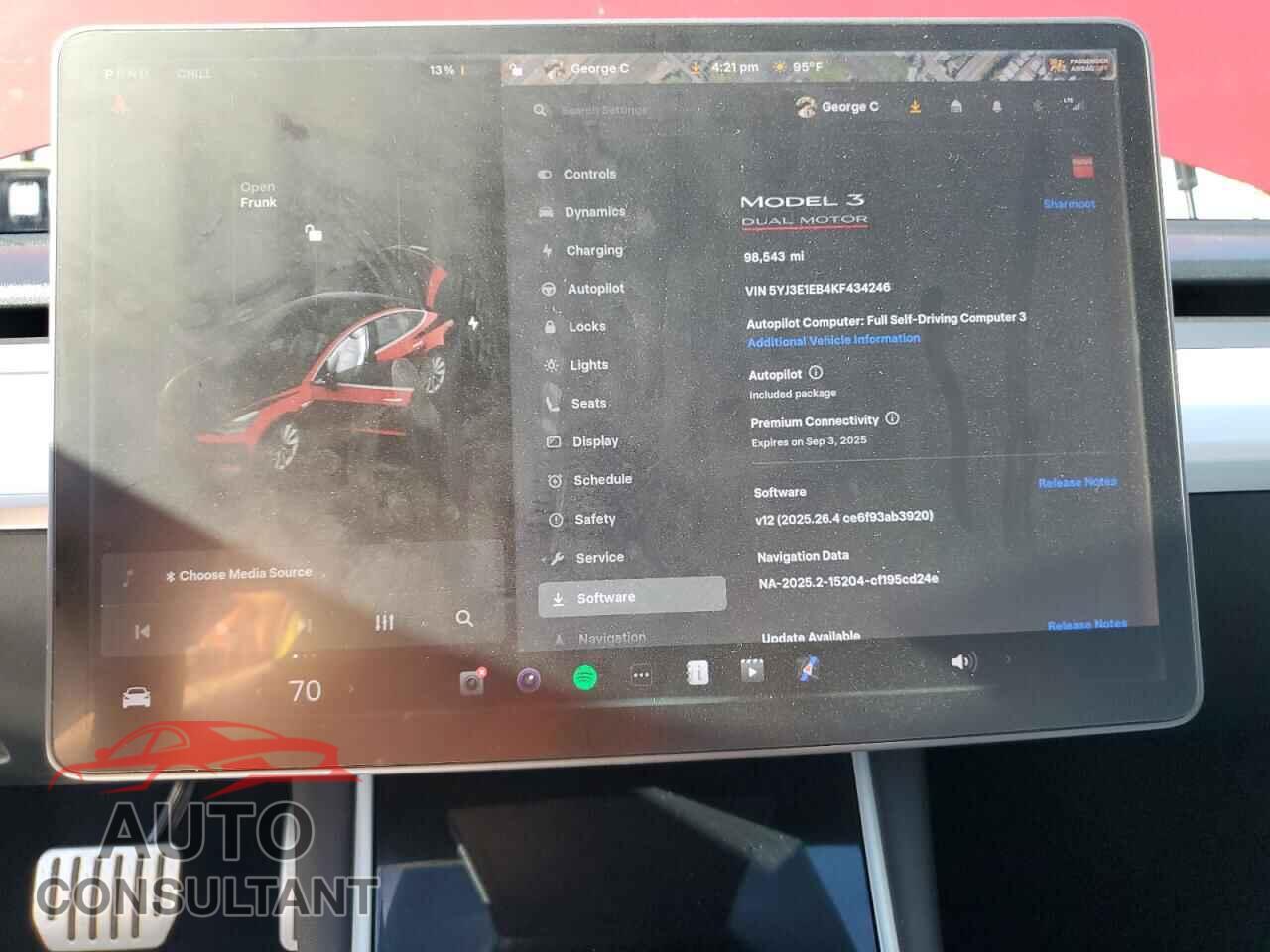 TESLA MODEL 3 2019 - 5YJ3E1EB4KF434246