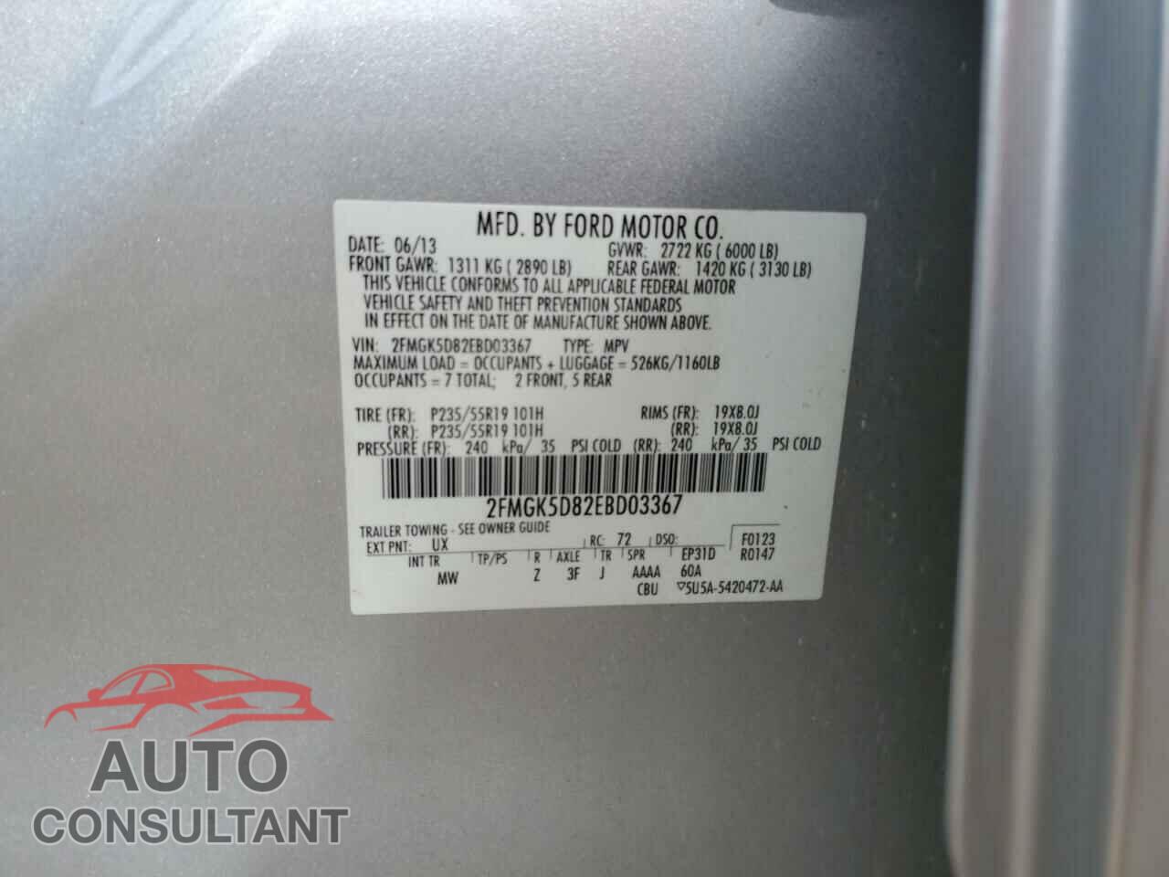FORD FLEX 2014 - 2FMGK5D82EBD03367