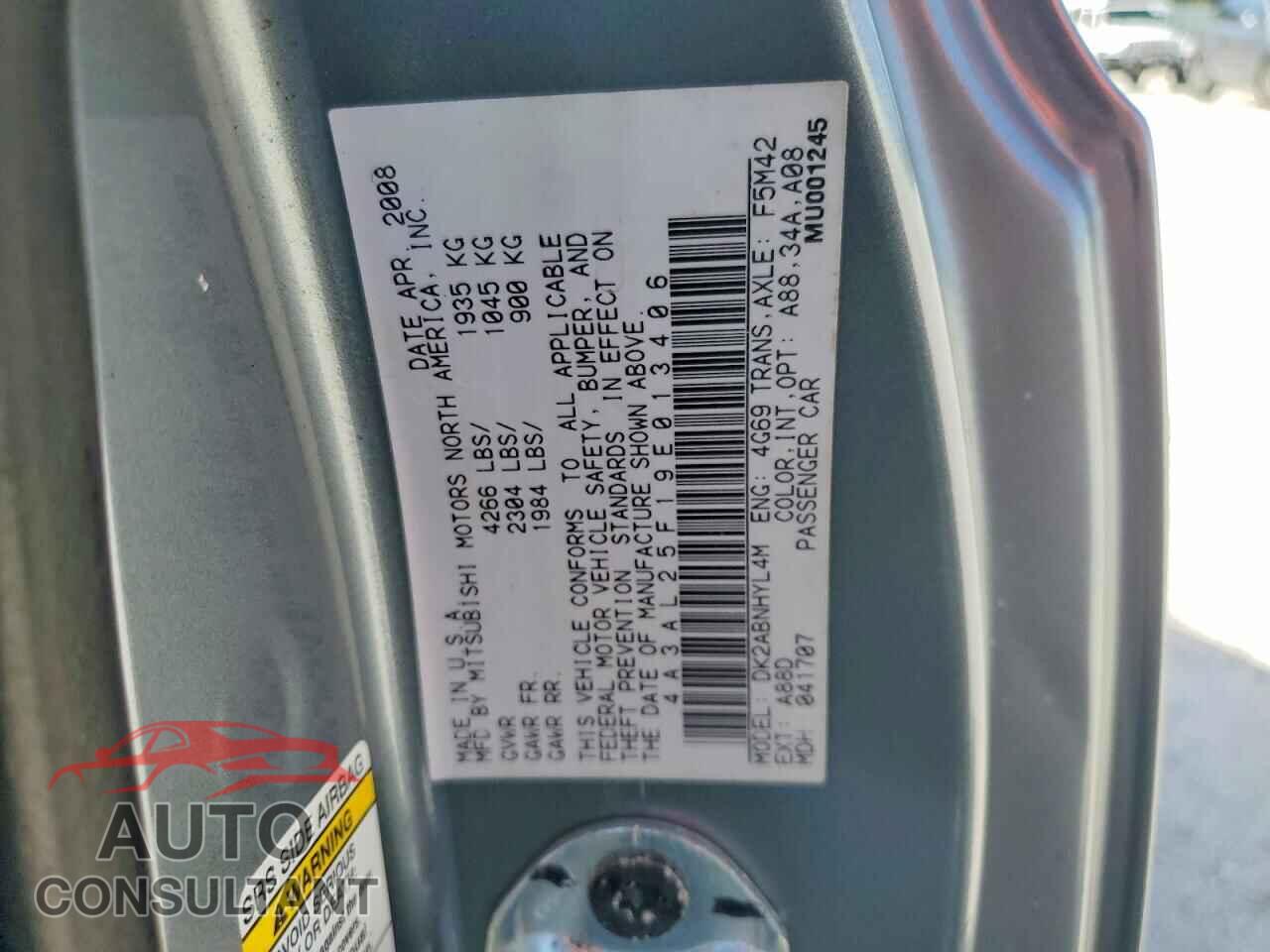 MITSUBISHI ECLIPSE 2009 - 4A3AL25F19E013406