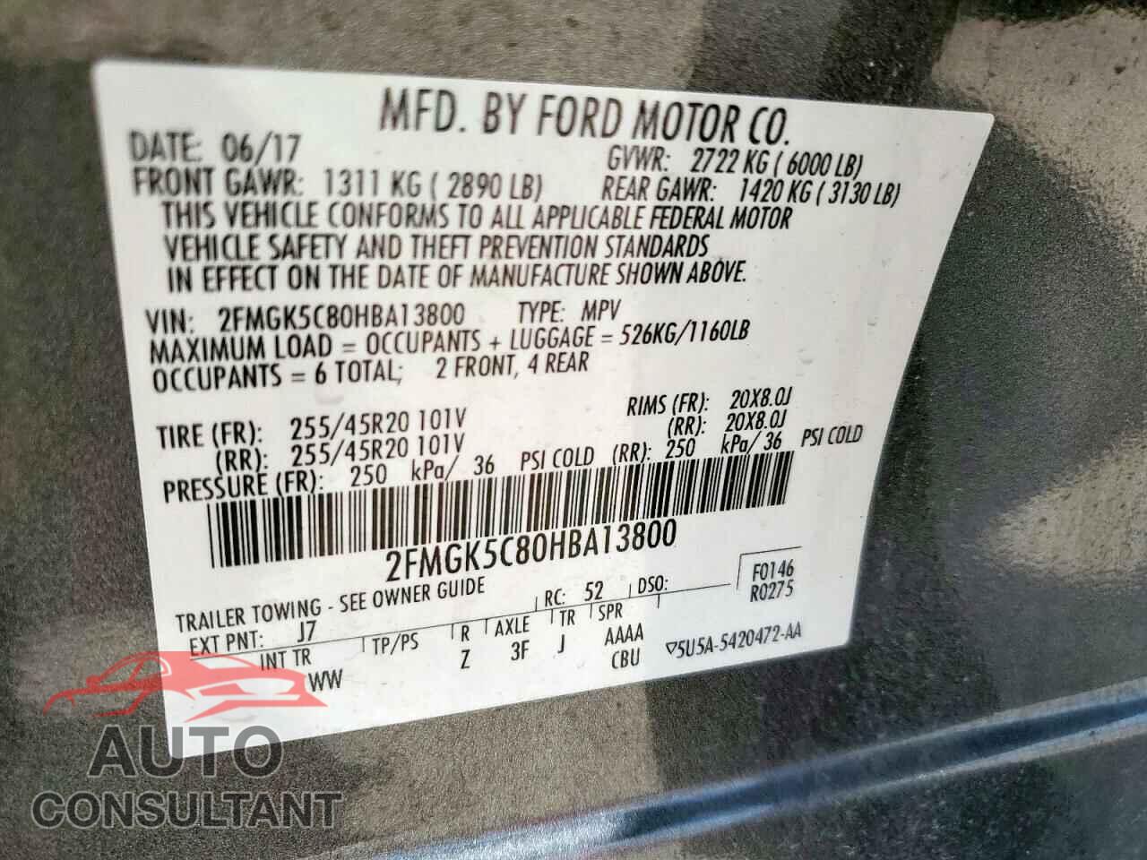 FORD FLEX 2017 - 2FMGK5C80HBA13800