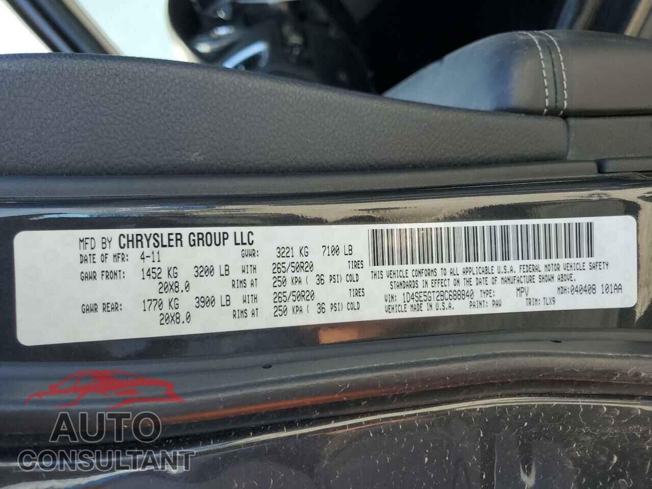 DODGE DURANGO 2011 - 1D4SE5GT2BC688840
