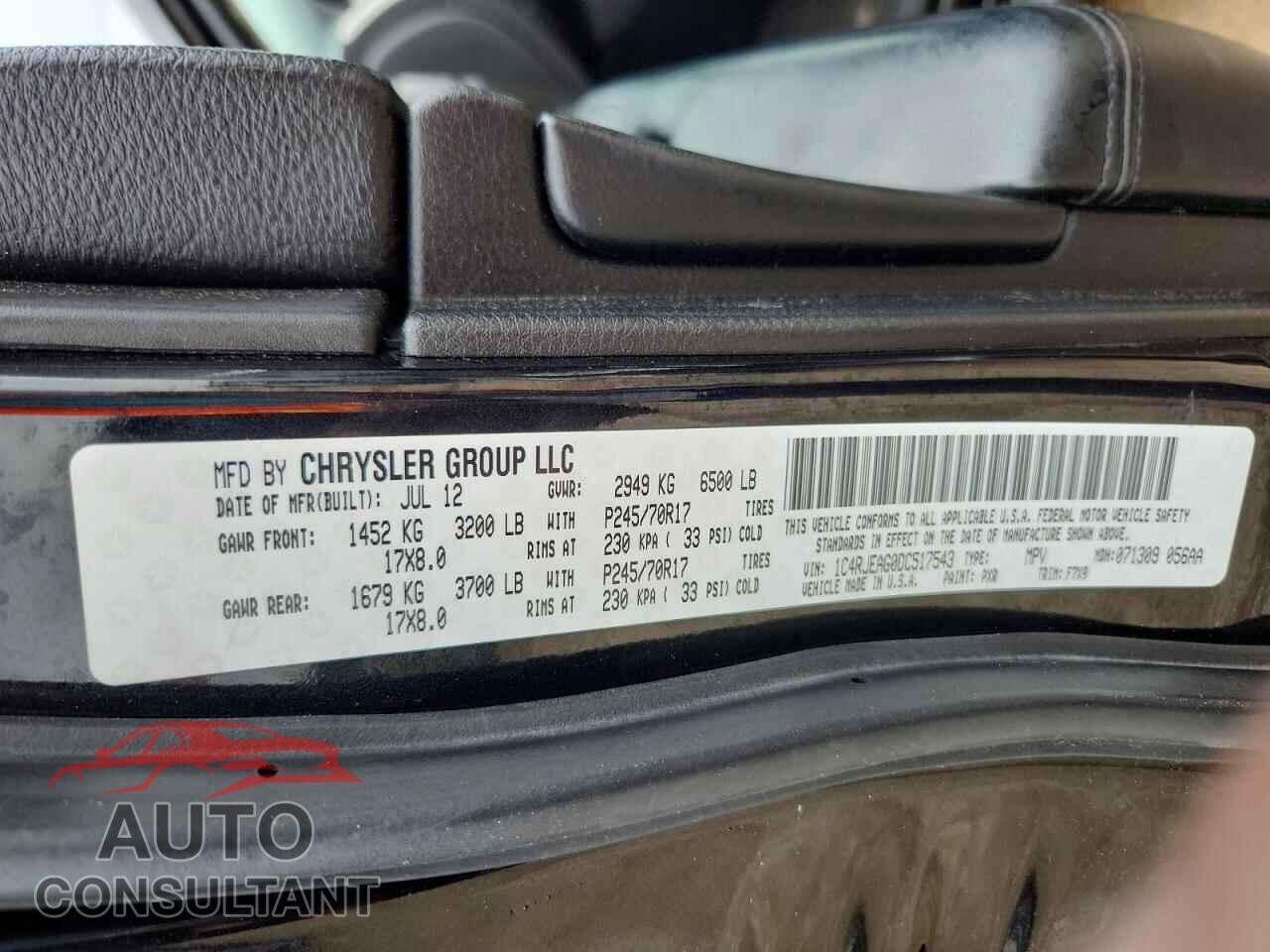 JEEP CHEROKEE 2013 - 1C4RJEAG0DC517543