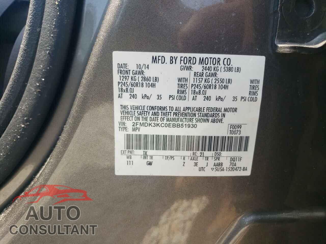 FORD EDGE 2014 - 2FMDK3KC0EBB51930