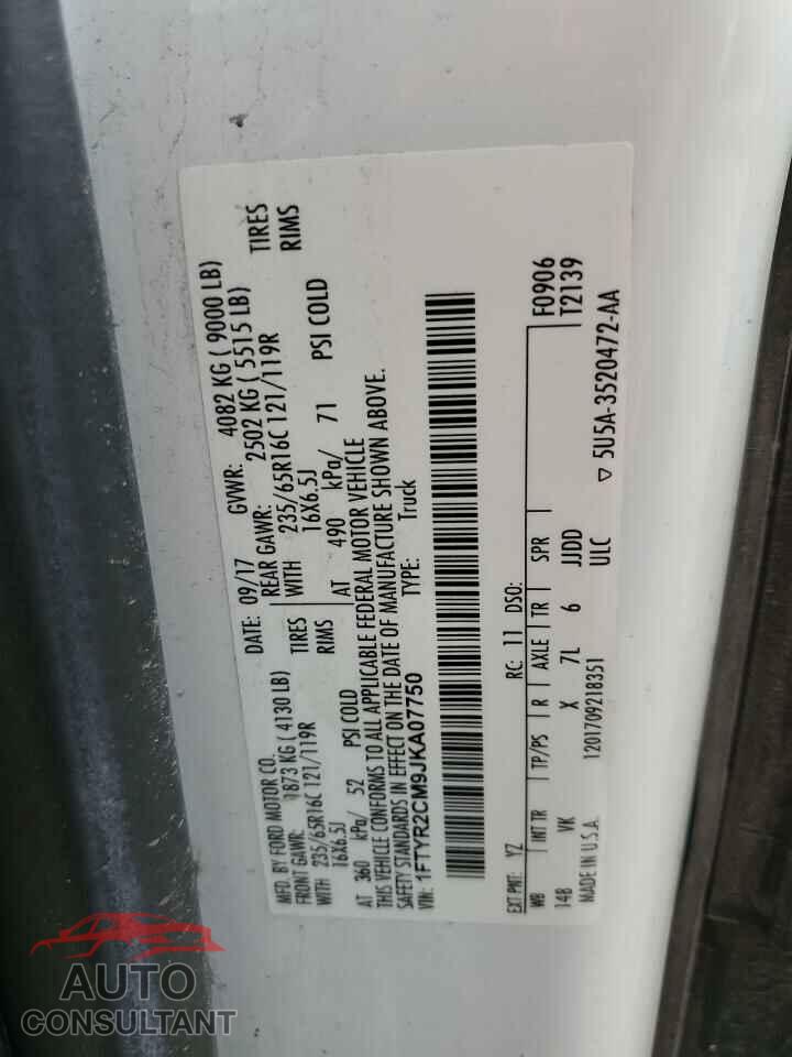 FORD TRANSIT 2018 - 1FTYR2CM9JKA07750