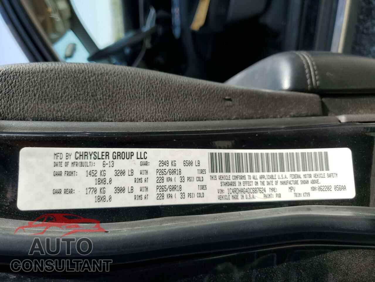 DODGE DURANGO 2013 - 1C4RDHAG4DC687624