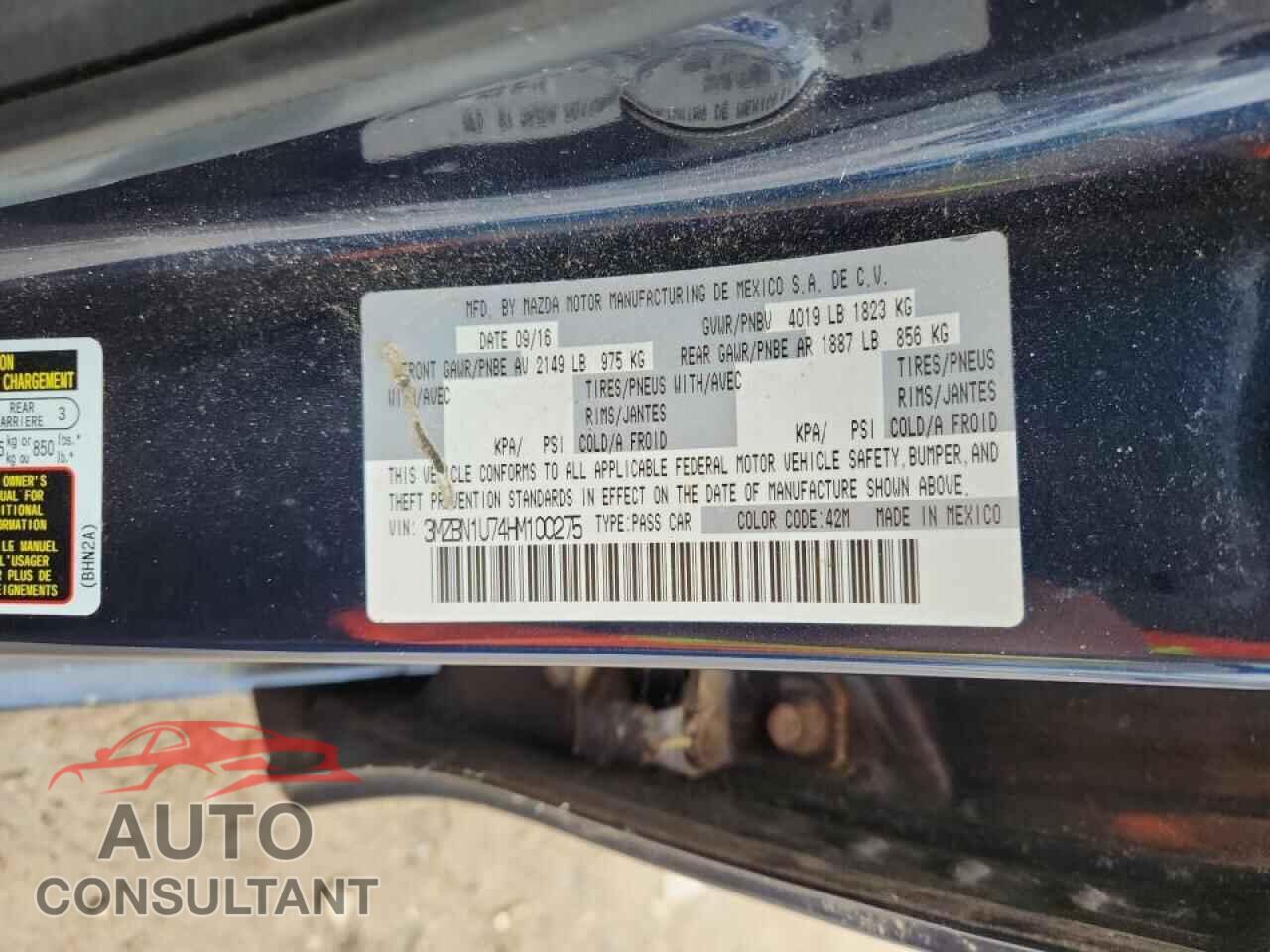 MAZDA 3 2017 - 3MZBN1U74HM100275