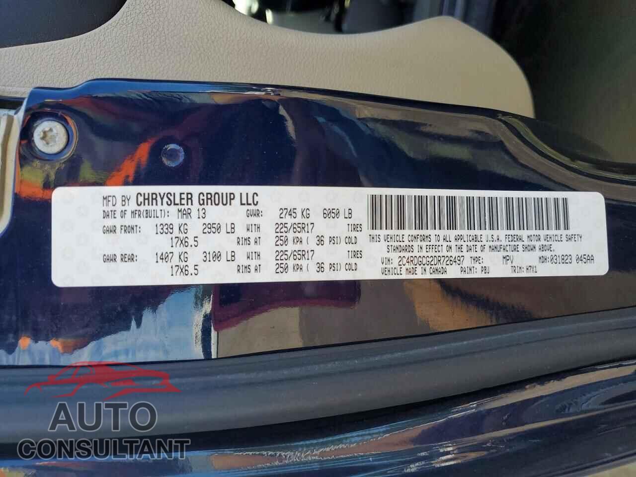 DODGE CARAVAN 2013 - 2C4RDGCG2DR726497