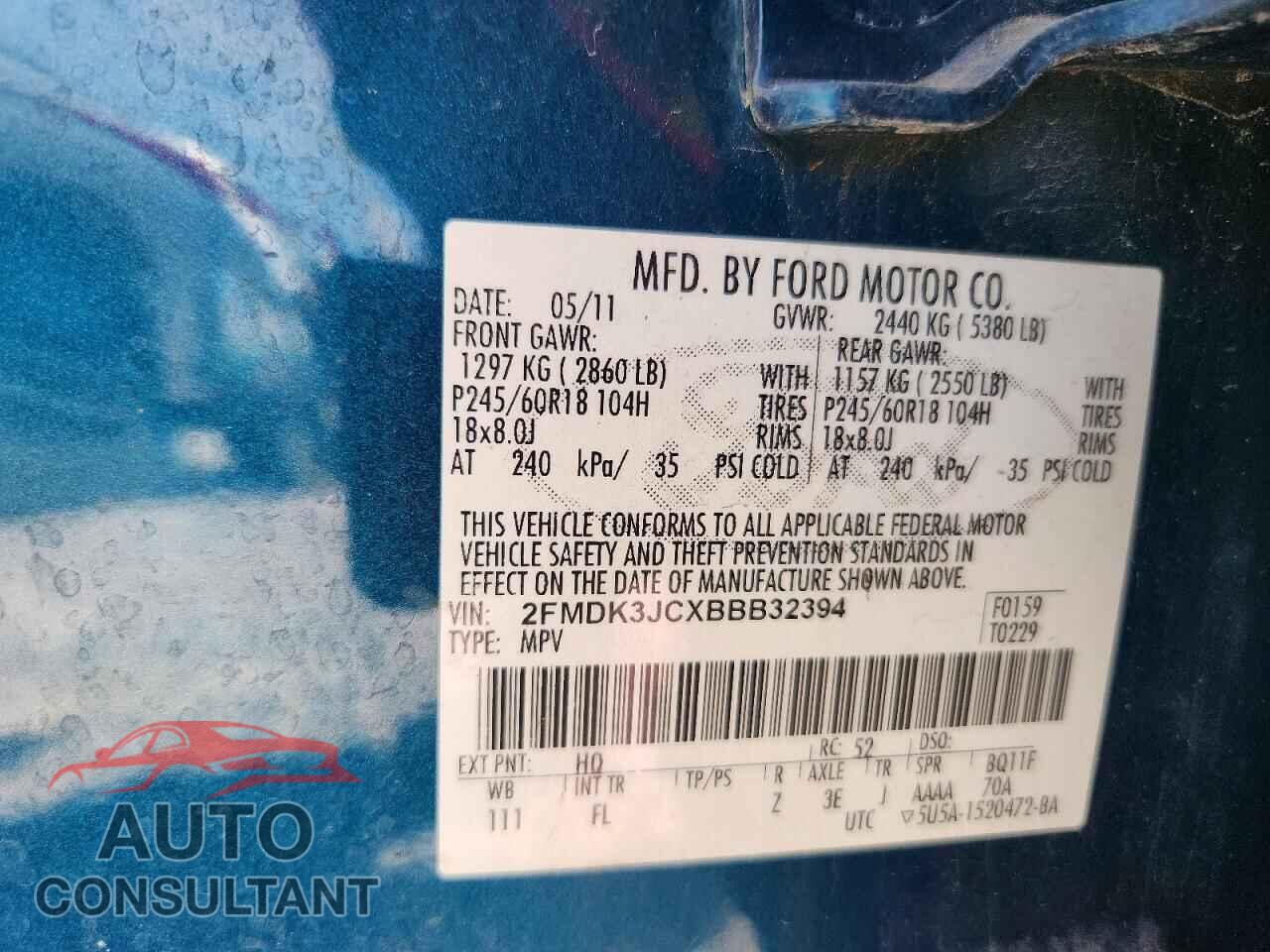 FORD EDGE 2011 - 2FMDK3JCXBBB32394