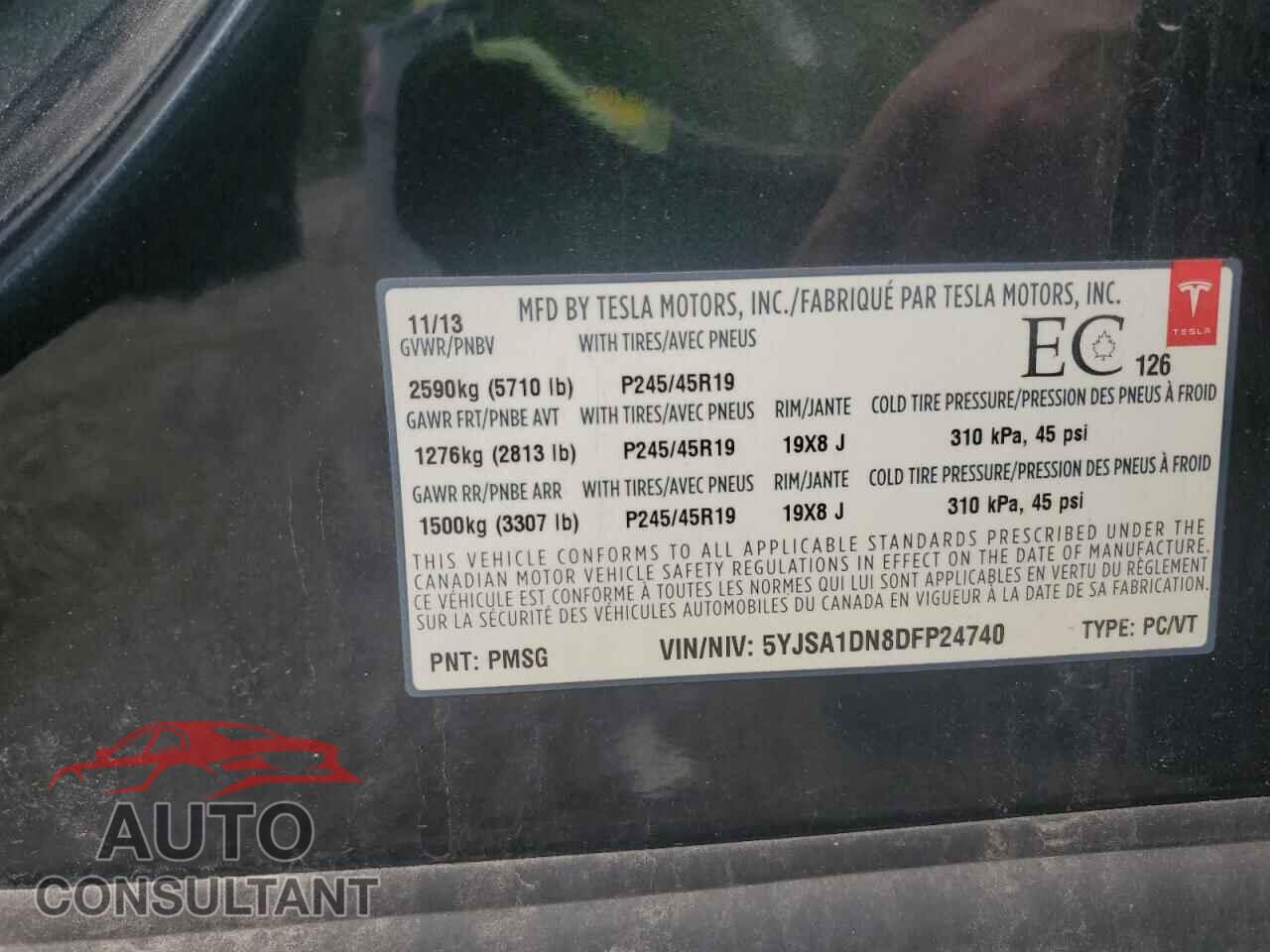 TESLA MODEL S 2013 - 5YJSA1DN8DFP24740