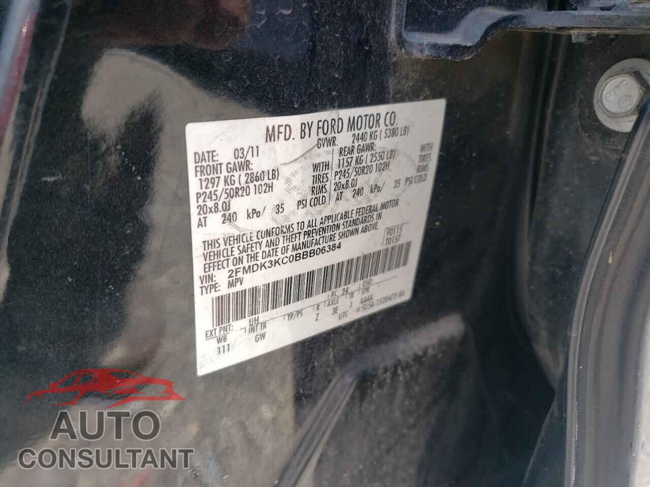 FORD EDGE 2011 - 2FMDK3KC0BBB06384