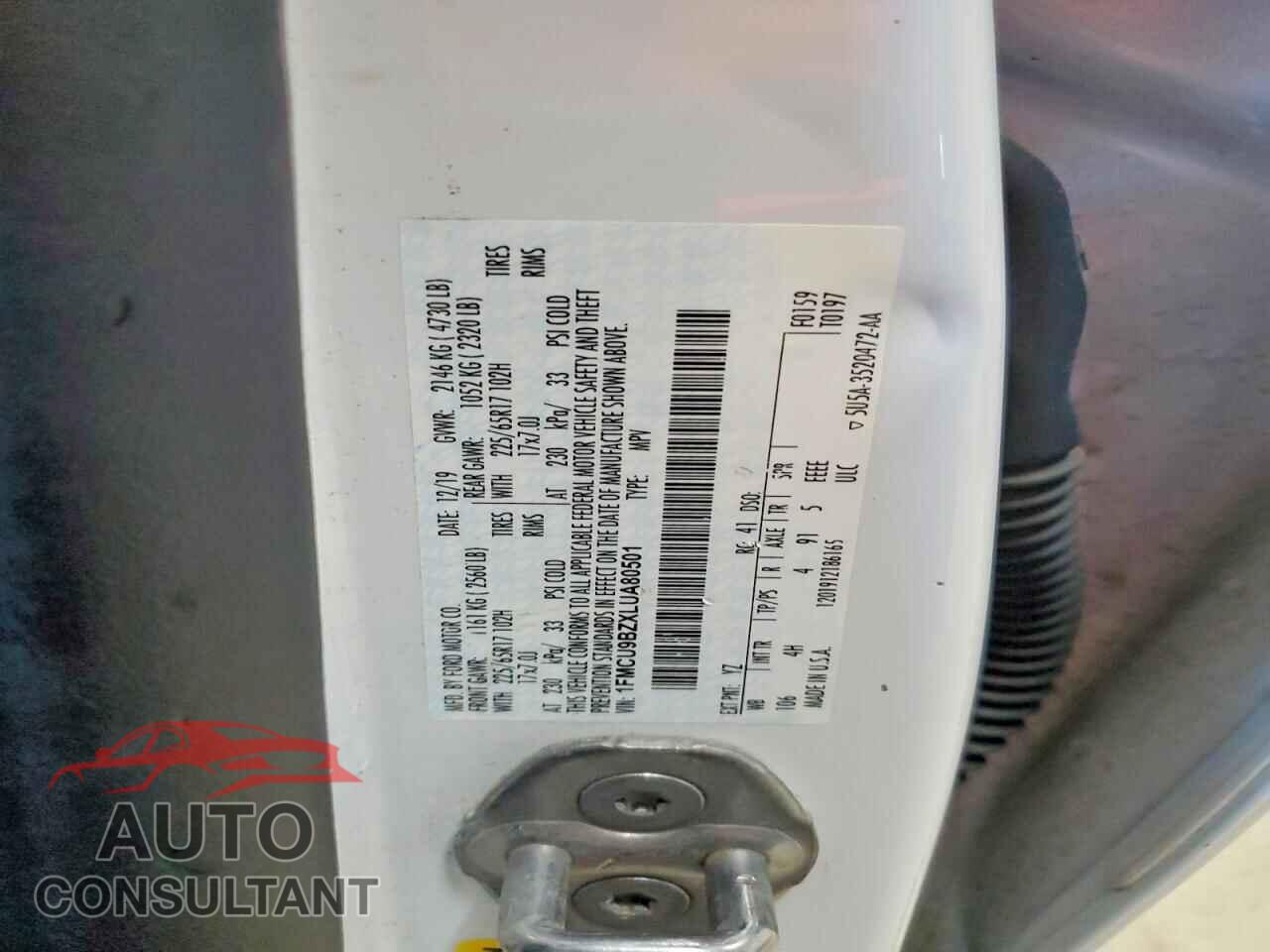 FORD ESCAPE 2020 - 1FMCU9BZXLUA80501