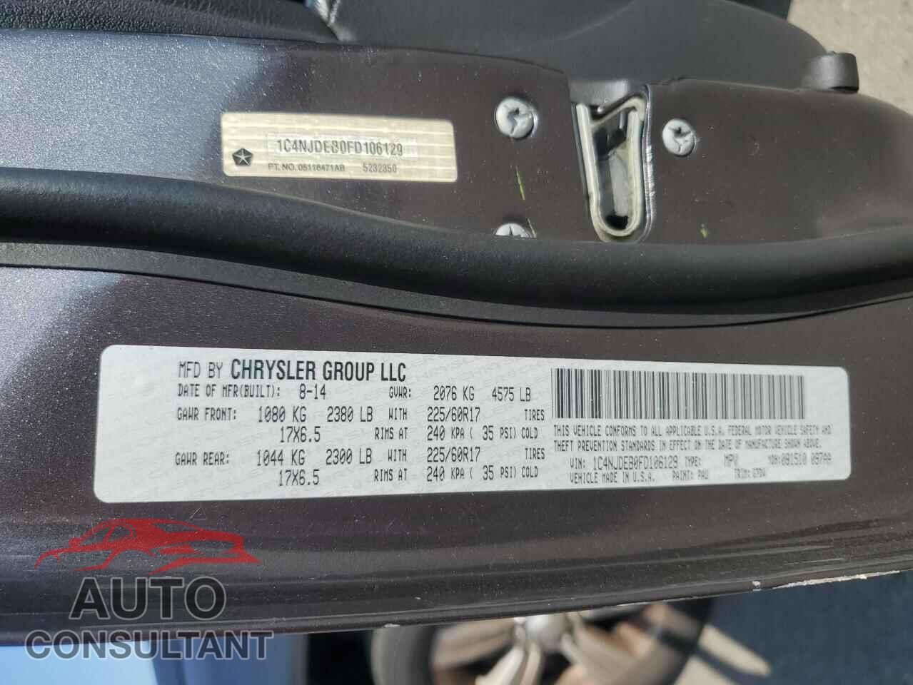 JEEP COMPASS 2015 - 1C4NJDEB0FD106129