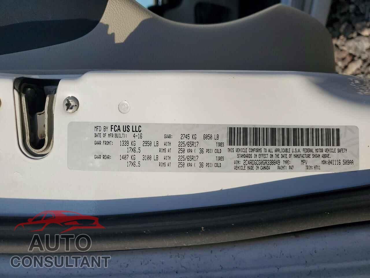 DODGE CARAVAN 2016 - 2C4RDGCG0GR338849