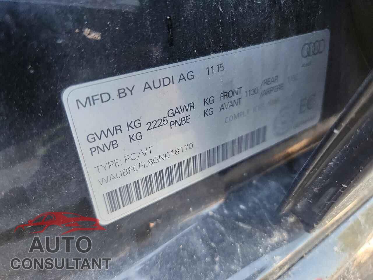 AUDI A4 2016 - WAUBFCFL8GN018170