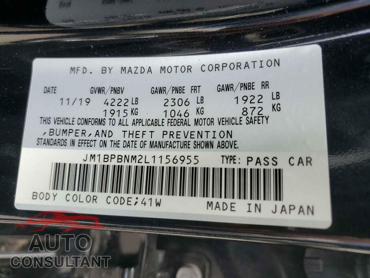 MAZDA 3 2020 - JM1BPBNM2L1156955