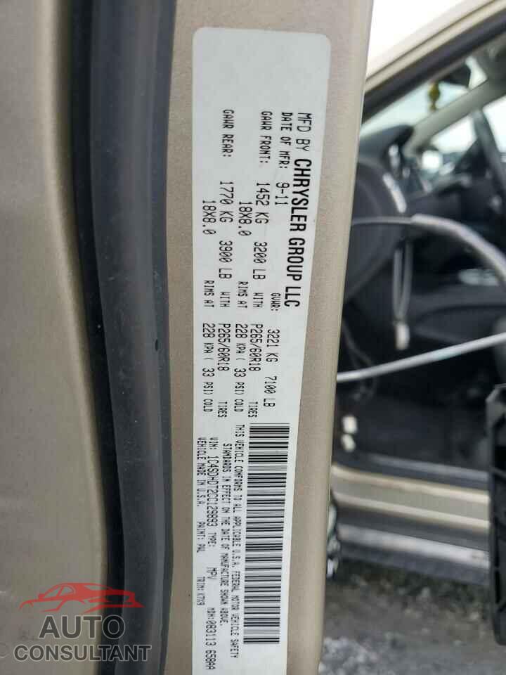 DODGE DURANGO 2012 - 1C4SDHDT2CC129893