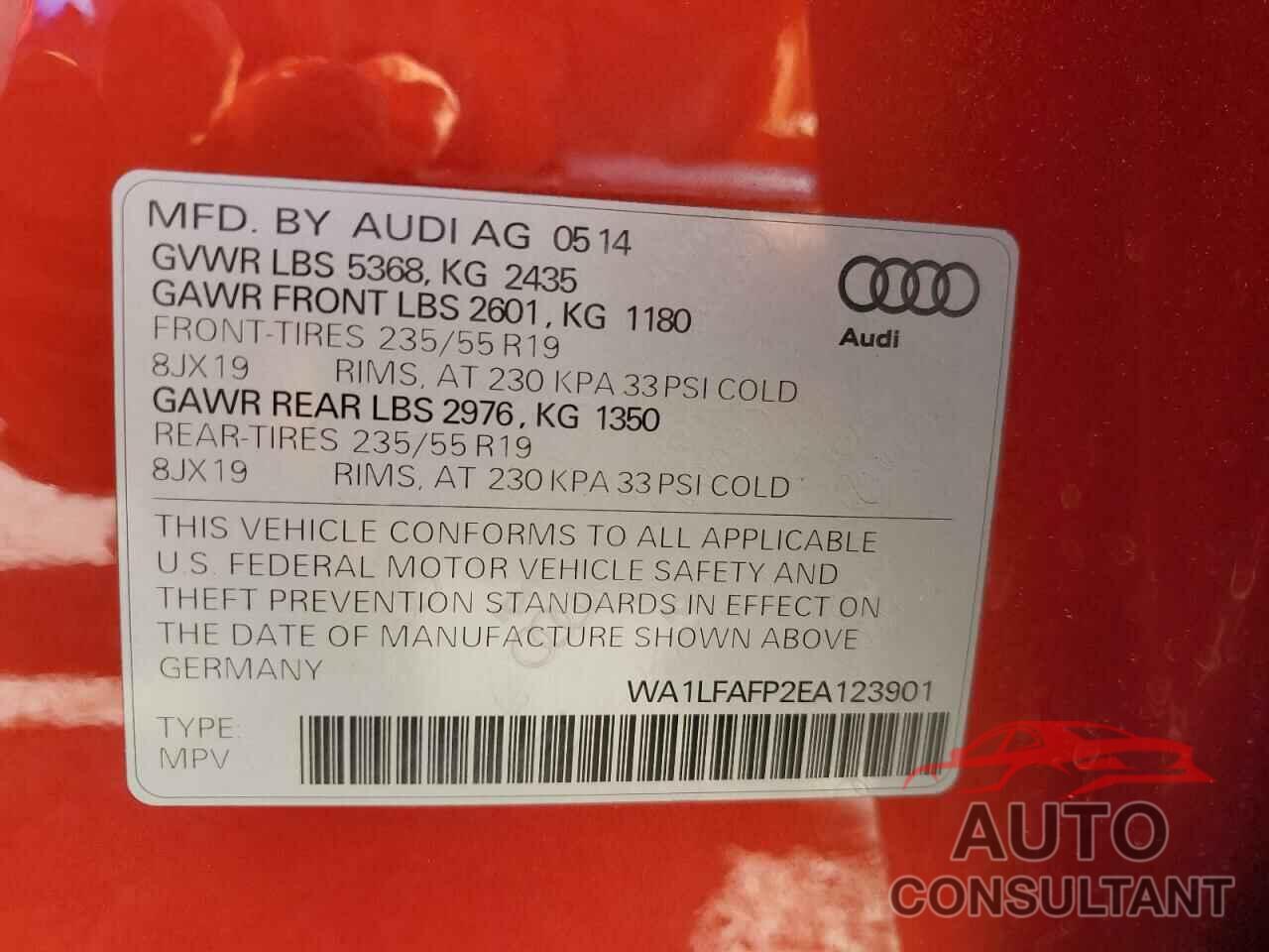 AUDI Q5 2014 - WA1LFAFP2EA123901