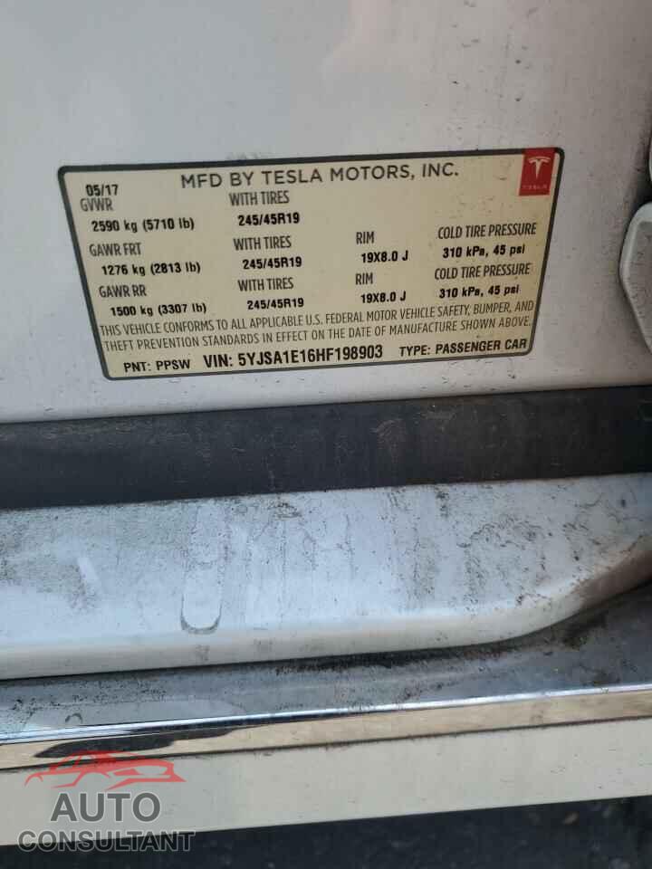 TESLA MODEL S 2017 - 5YJSA1E16HF198903