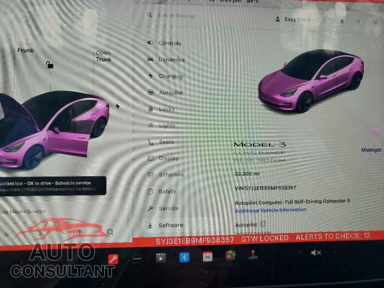TESLA MODEL 3 2021 - 5YJ3E1EB9MF938357