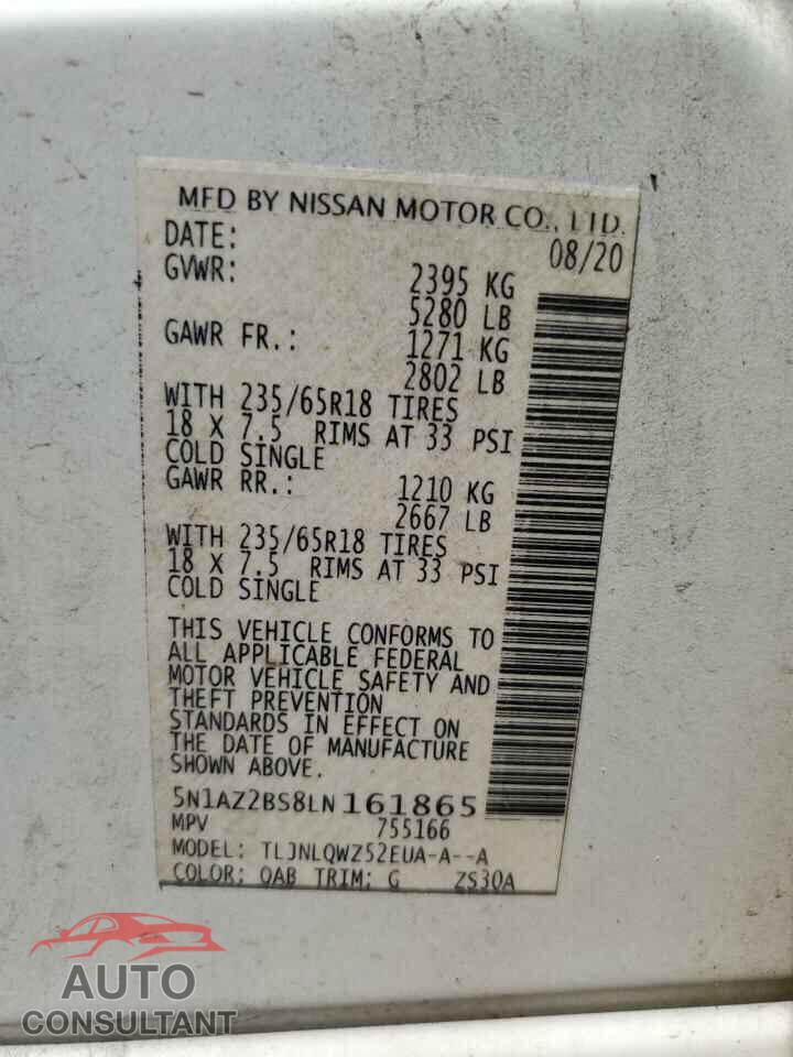 NISSAN MURANO 2020 - 5N1AZ2BS8LN161865