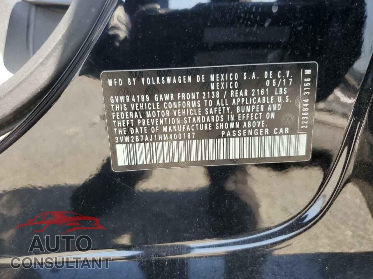 VOLKSWAGEN JETTA 2017 - 3VW2B7AJ1HM400187