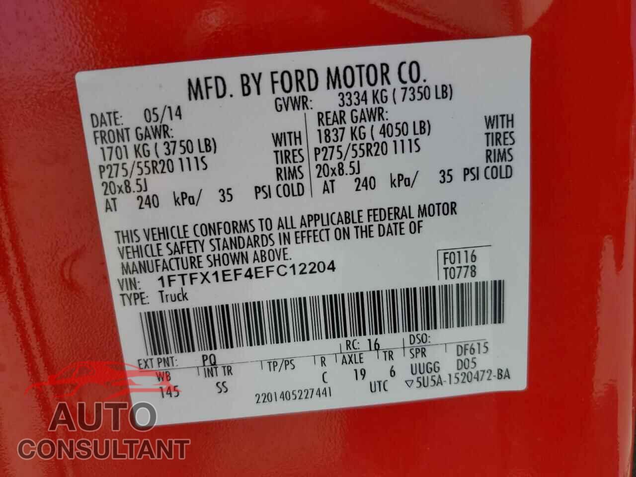 FORD F-150 2014 - 1FTFX1EF4EFC12204
