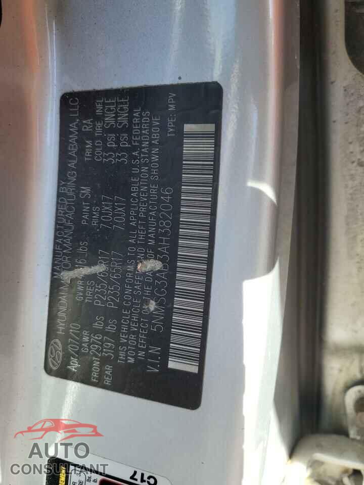 HYUNDAI SANTA FE 2010 - 5NMSG3AB3AH382046
