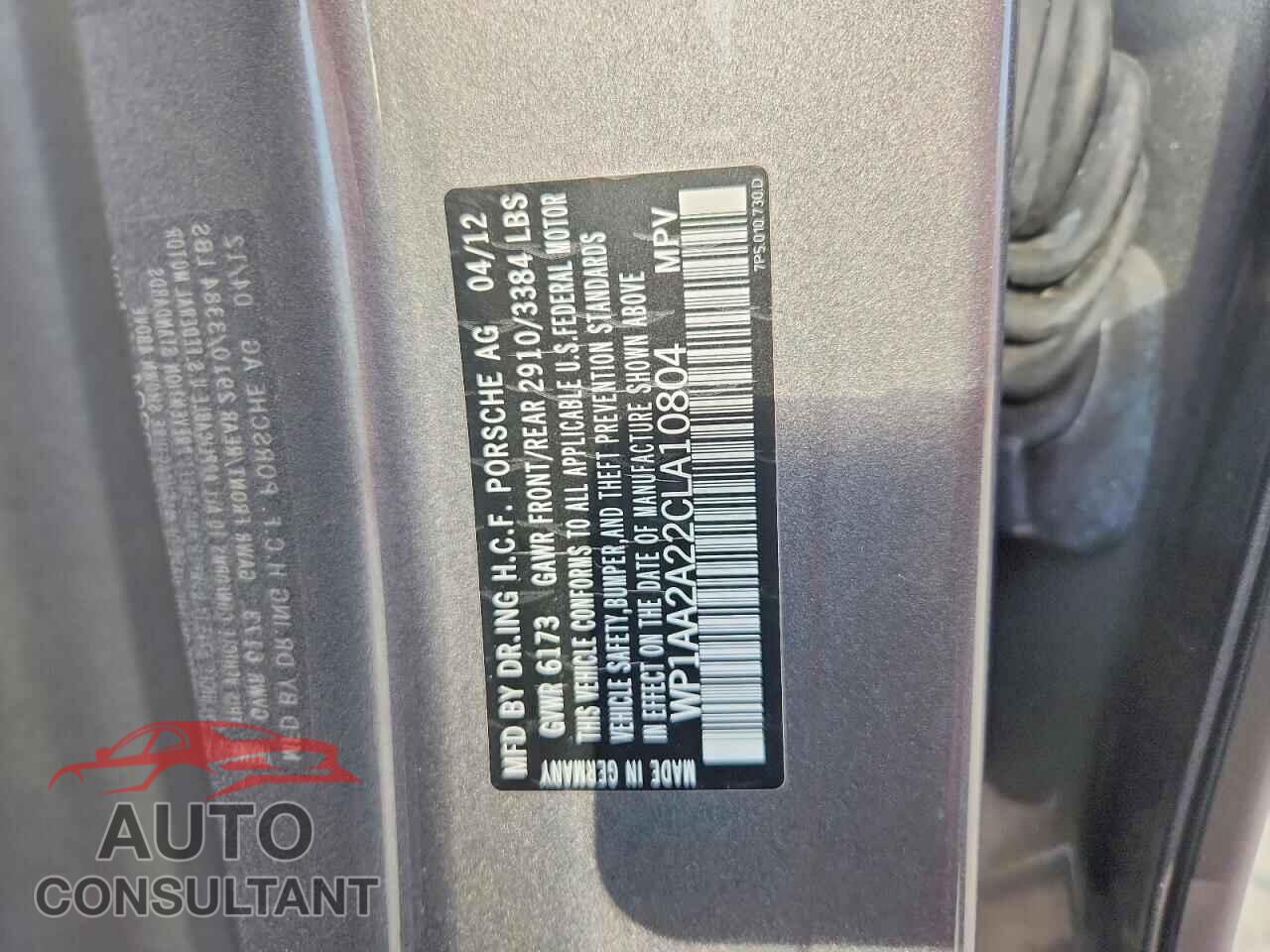 PORSCHE CAYENNE 2012 - WP1AA2A22CLA10804