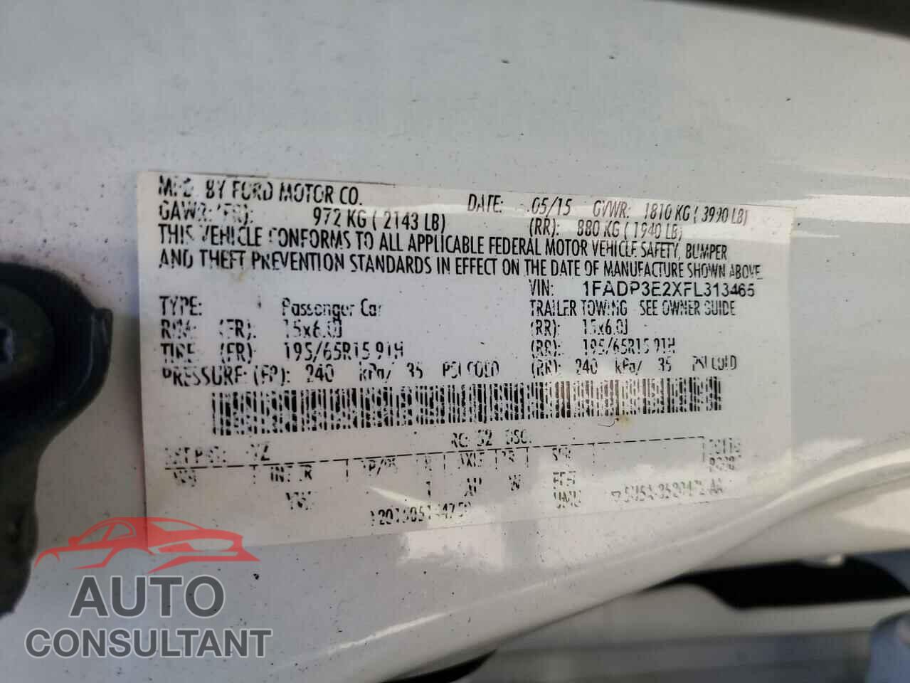FORD FOCUS 2015 - 1FADP3E2XFL313465
