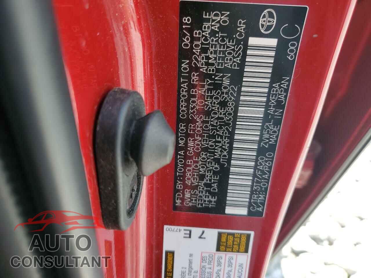 TOYOTA PRIUS 2018 - JTDKARFP2J3088922