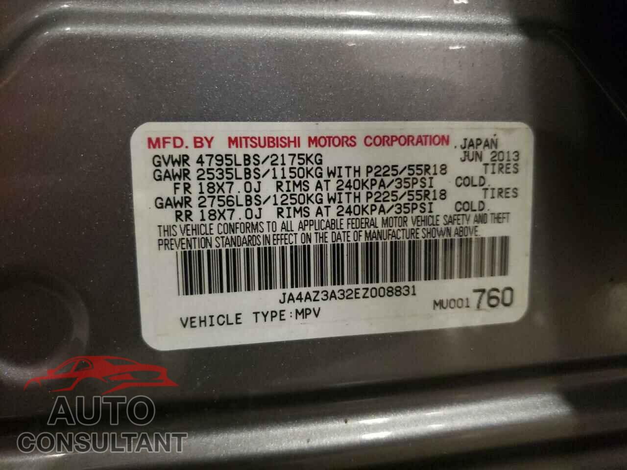 MITSUBISHI OUTLANDER 2014 - JA4AZ3A32EZ008831