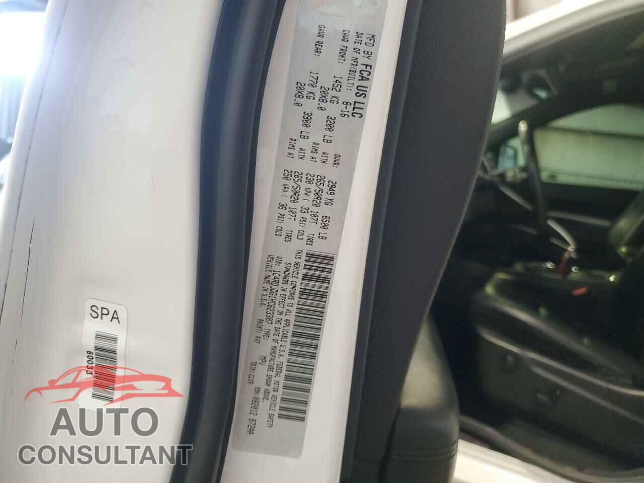 DODGE DURANGO 2017 - 1C4RDJDG1HC623307