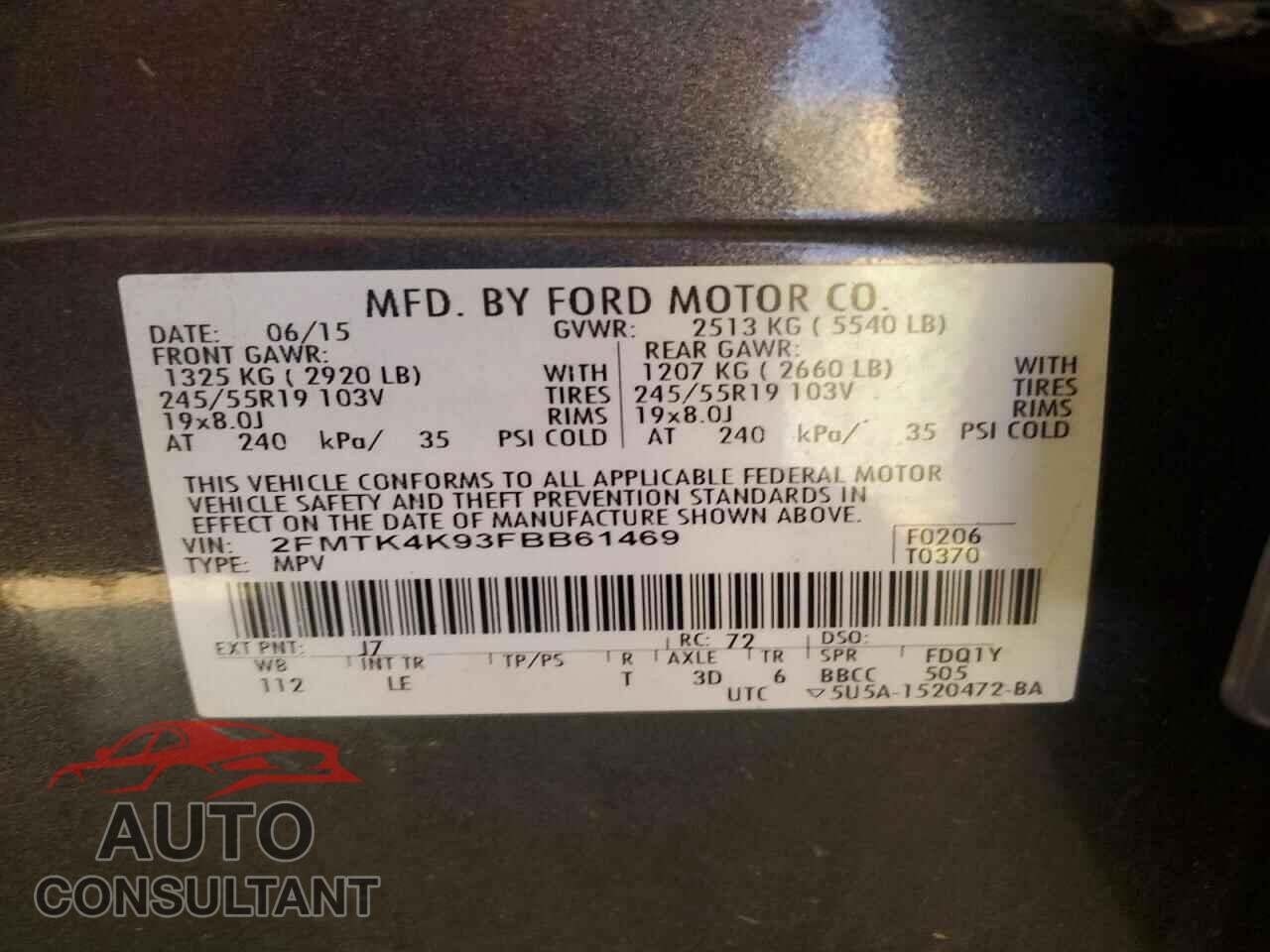FORD EDGE 2015 - 2FMTK4K93FBB61469