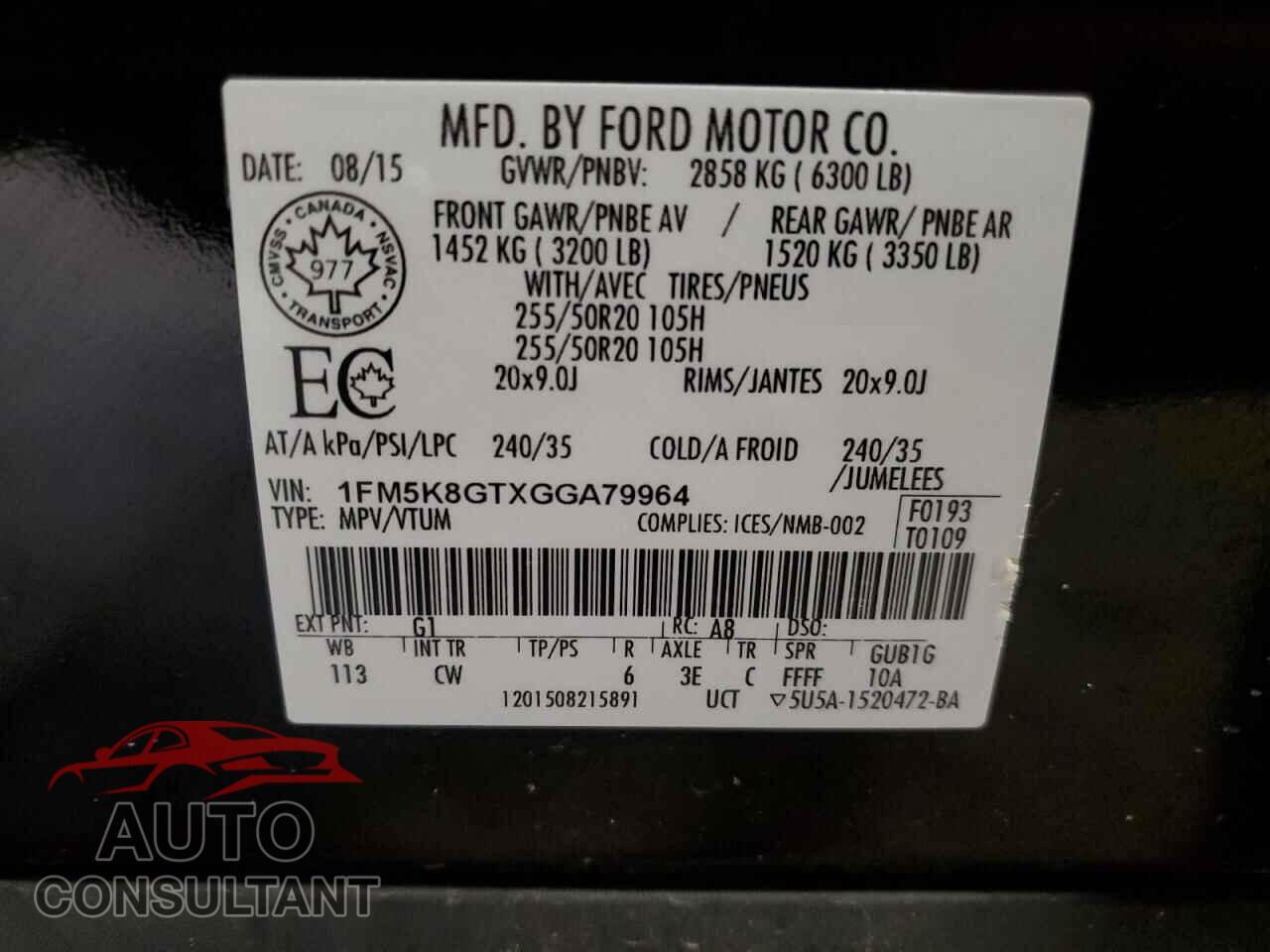 FORD EXPLORER 2016 - 1FM5K8GTXGGA79964