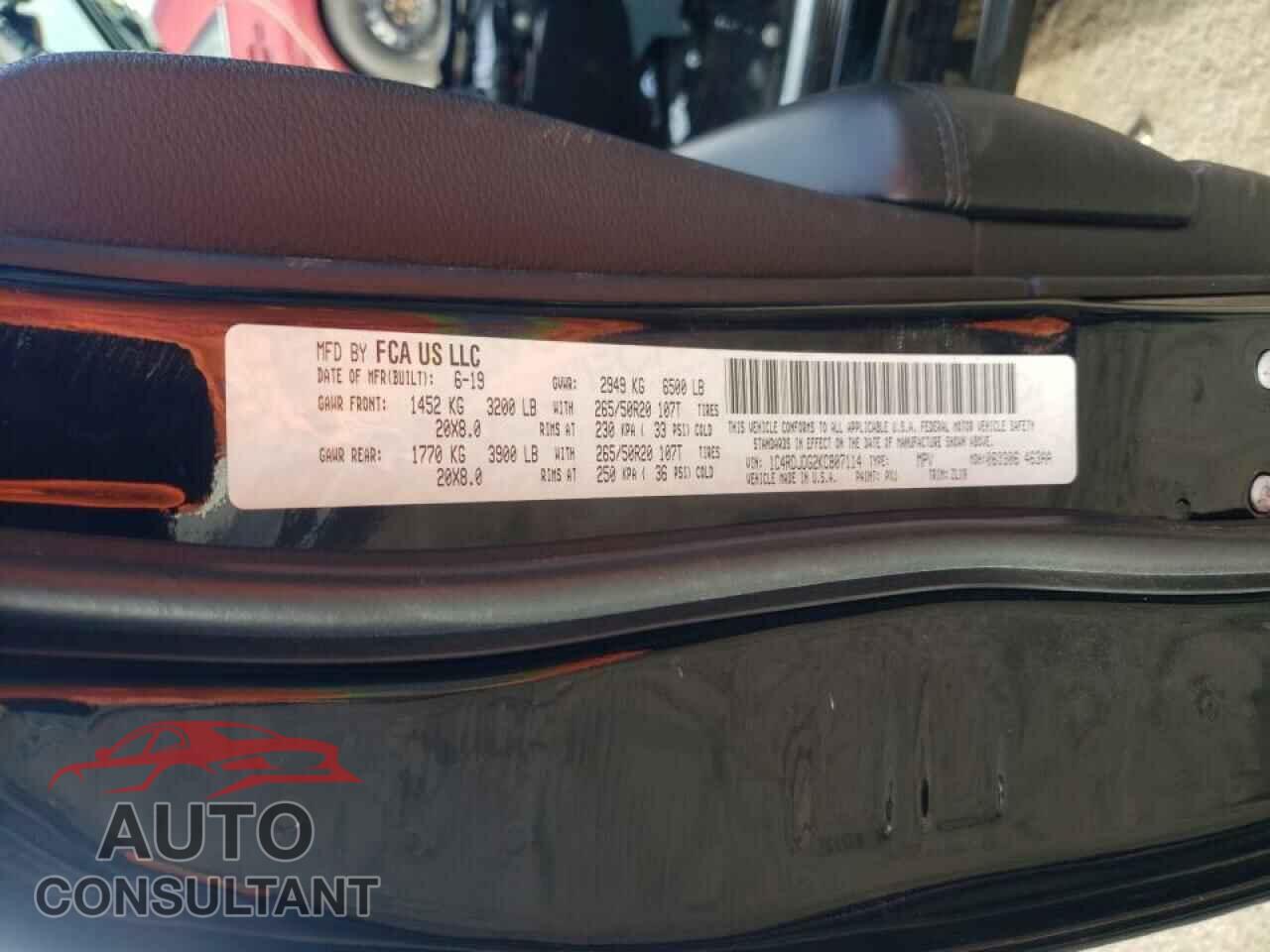 DODGE DURANGO 2019 - 1C4RDJDG2KC807114