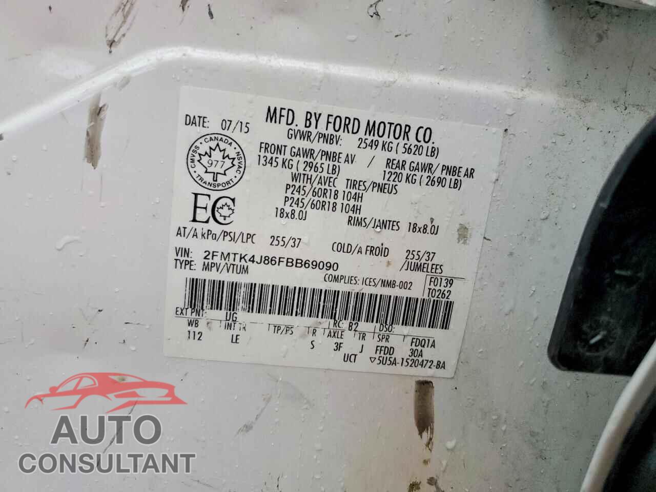 FORD EDGE 2015 - 2FMTK4J86FBB69090