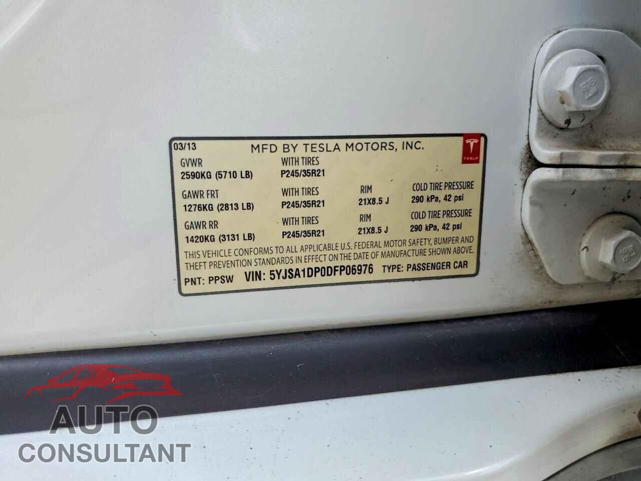 TESLA MODEL S 2013 - 5YJSA1DP0DFP06976