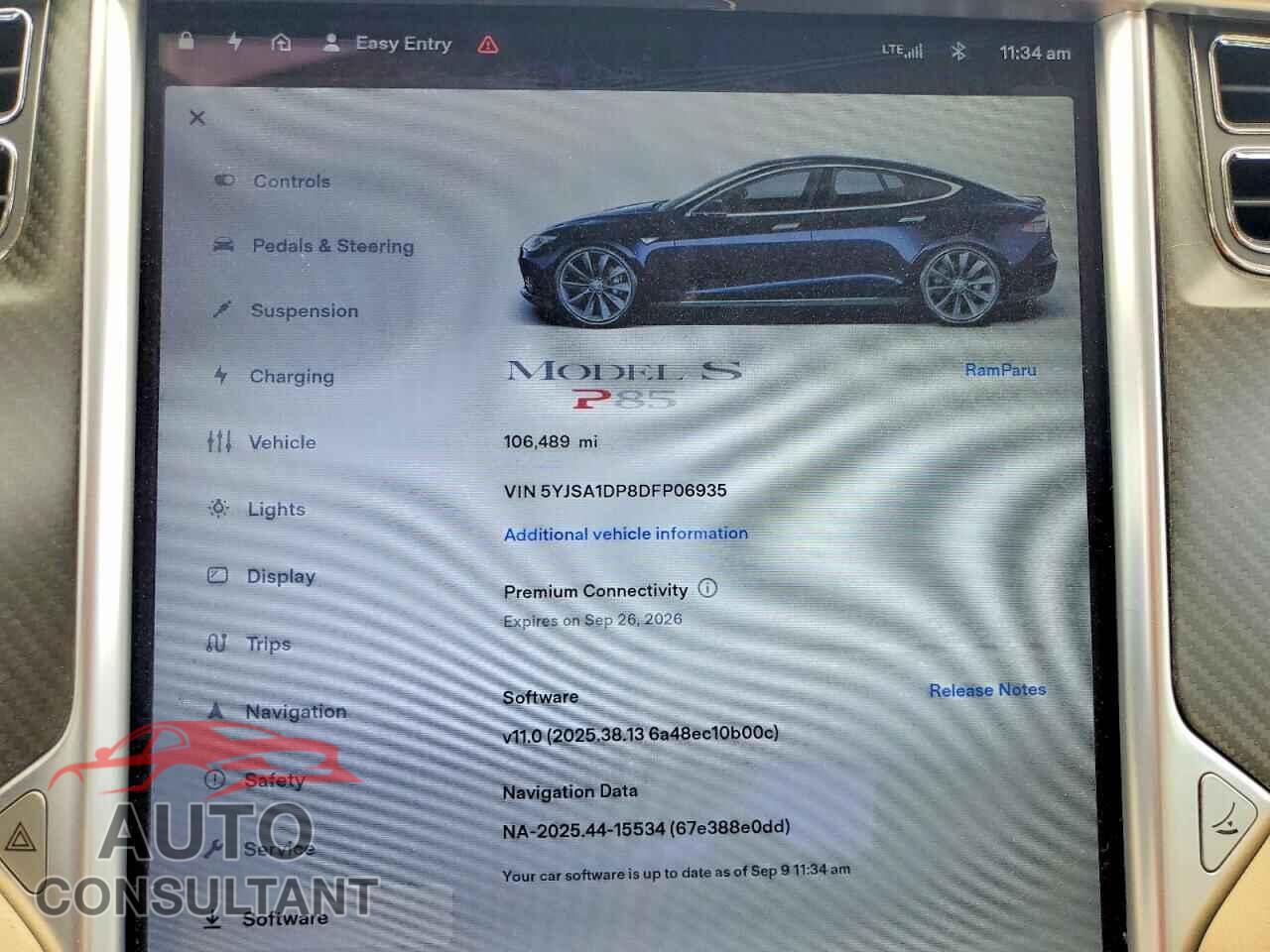 TESLA MODEL S 2013 - 5YJSA1DP8DFP06935