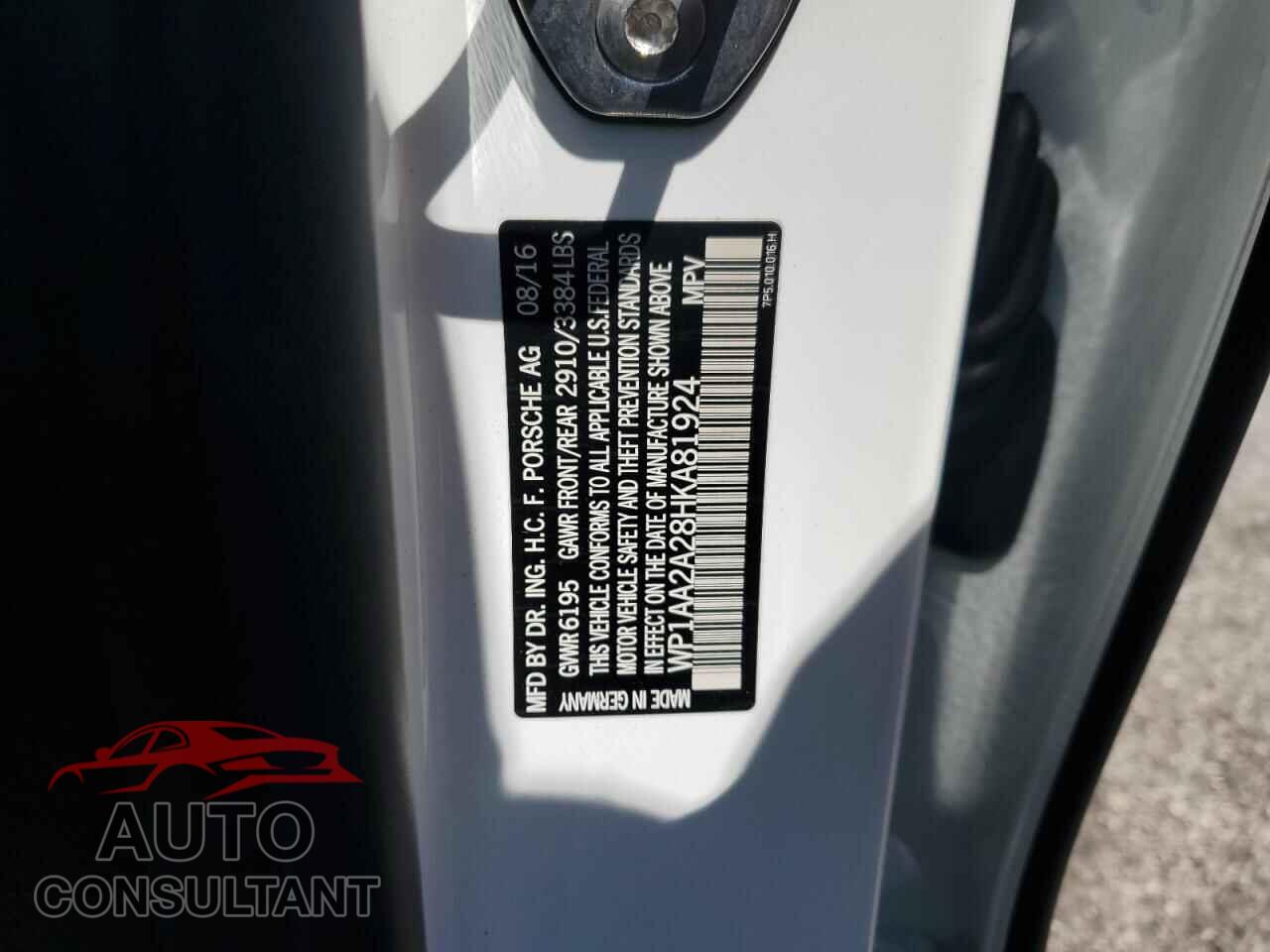 PORSCHE CAYENNE 2017 - WP1AA2A28HKA81924