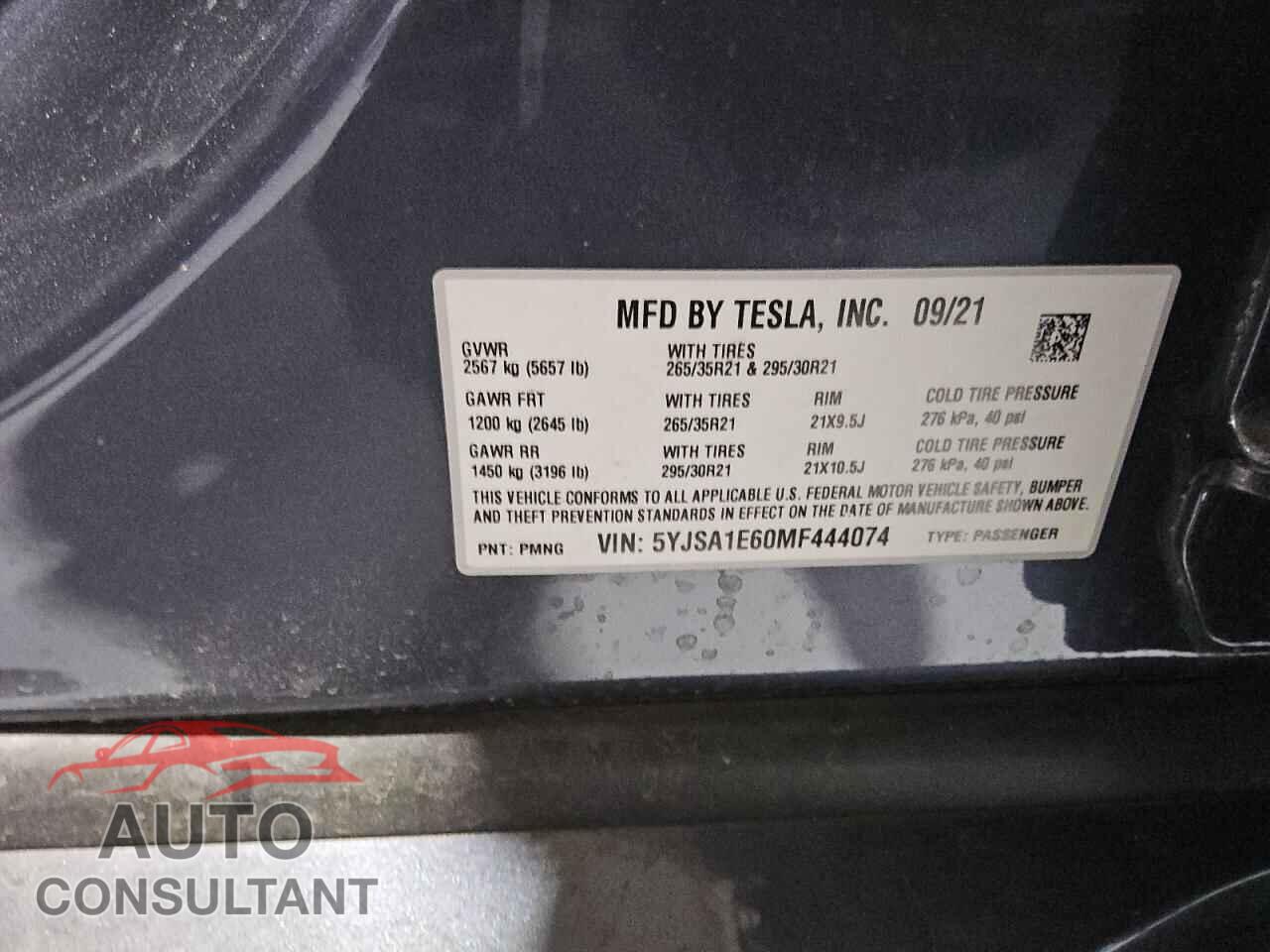 TESLA MODEL S 2021 - 5YJSA1E60MF444074