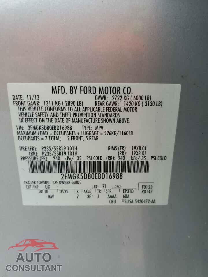 FORD FLEX 2014 - 2FMGK5D80EBD16988