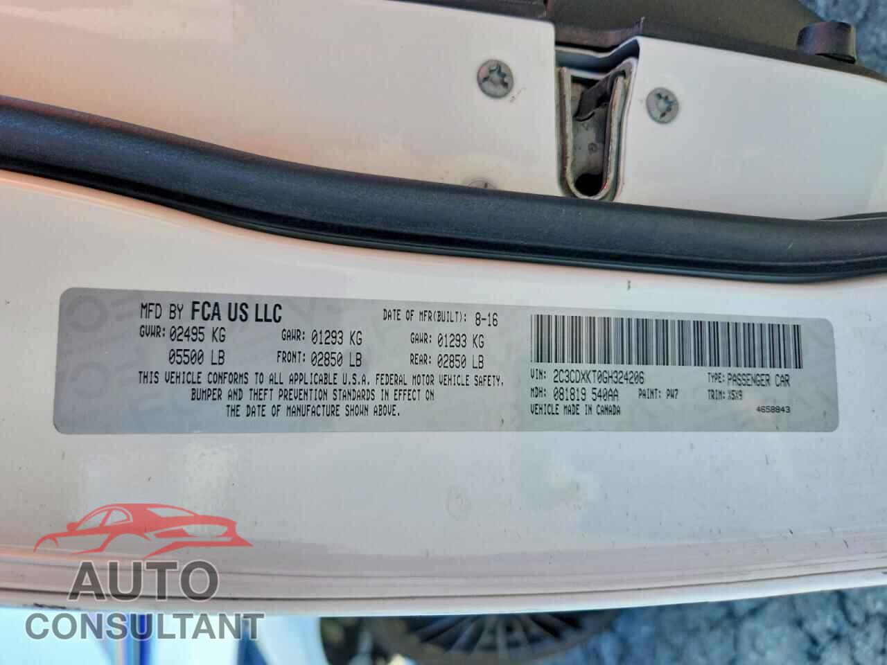 DODGE CHARGER 2016 - 2C3CDXKT0GH324206