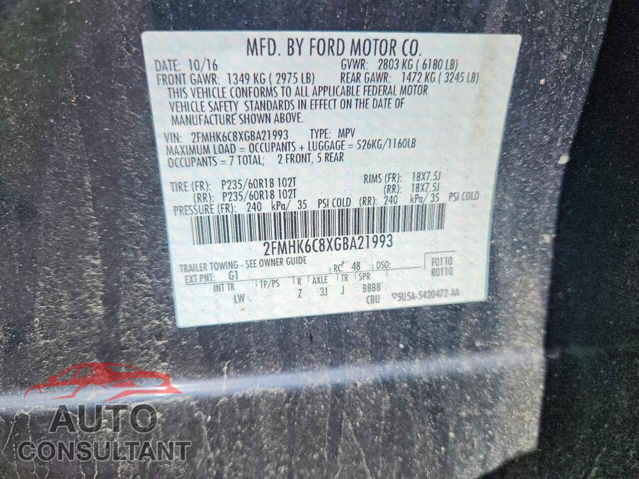 FORD FLEX 2016 - 2FMHK6C8XGBA21993