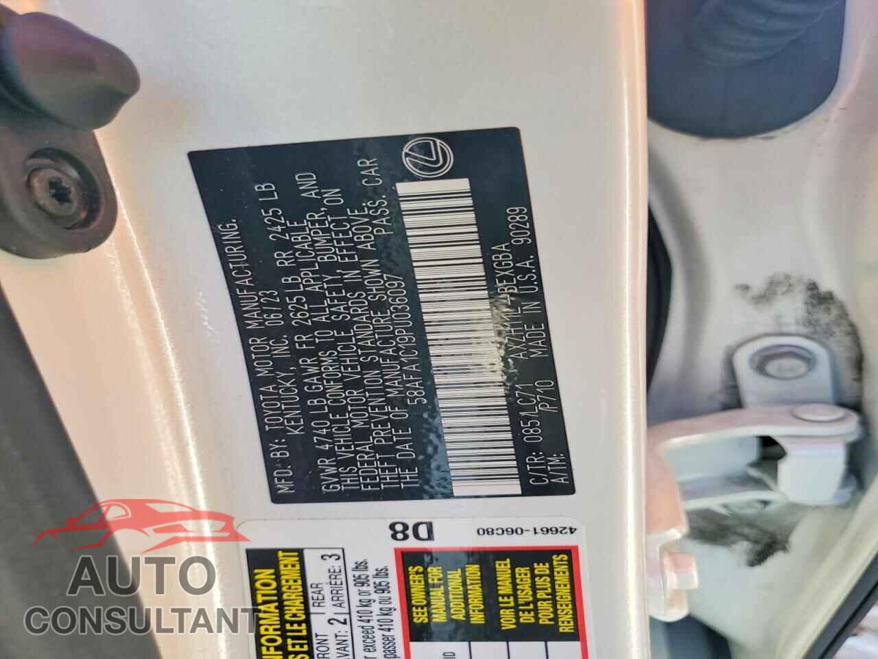 LEXUS ES300 2023 - 58AFA1C19PU036097