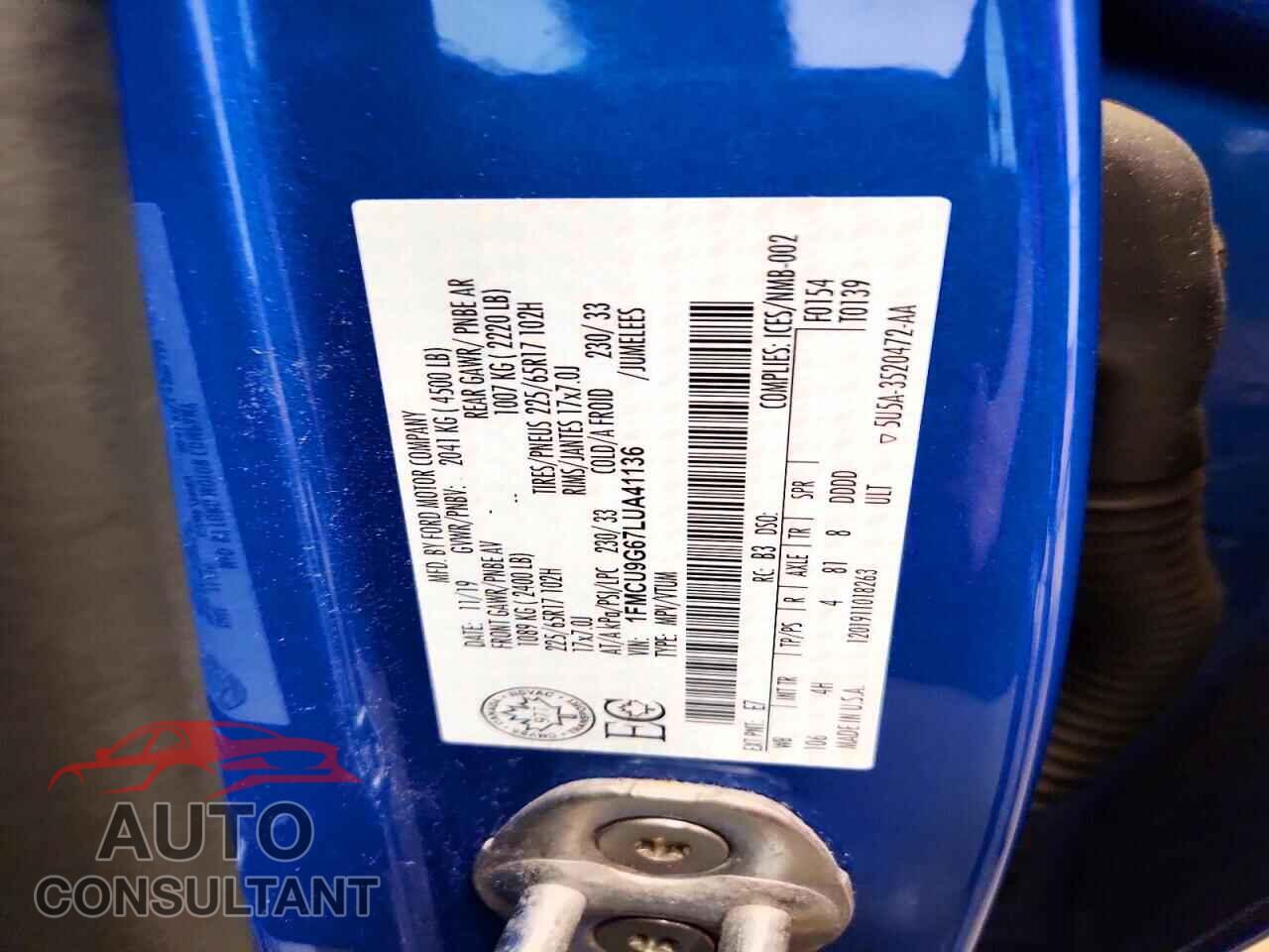 FORD ESCAPE 2020 - 1FMCU9G67LUA41136